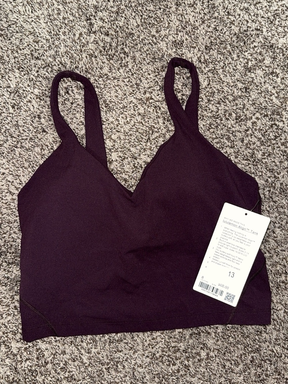 Lululemon Align Tank. Black plum. Size 8. Sold out. NWT.